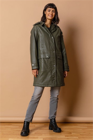 Waxed Longline Hooded Coat 12015540