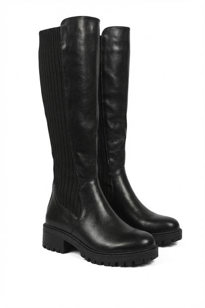 Black Aurelia Zip Up Knee High Boots