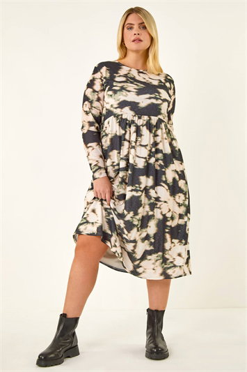 Curve Abstract Print Midi Dress 14802008