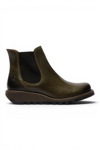 Green Women's Leather Chelsea Boots-Salv195