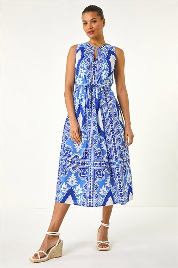 Abstract Halter Neck Midi Dress 14722909