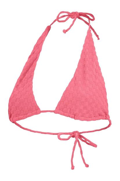 Pink Textured Triangle Cups Bikini Top