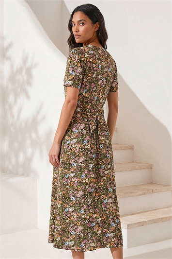 Floral Print Button Midi Dress 14843534