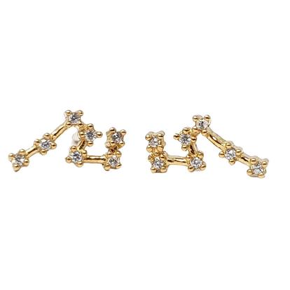 Metallic Virgo Star Sign Constellation Astrology Tiny Earrings