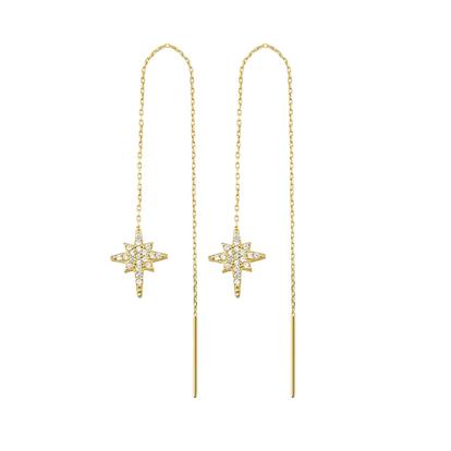 Metallic Northernstar Starbust Sterling Silver Chain Drop Earring - Pair