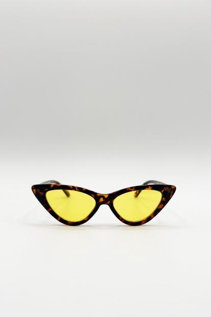 Brown Tortoiseshell Cat-Eye Sunglasses With Yellow Lense