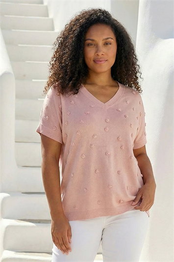 Curve Faux Pearl Embellished Knit Top 16344072