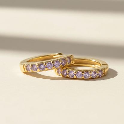 Purple Alexandrite June Birthstone Small Huggie Hoop Earrings
