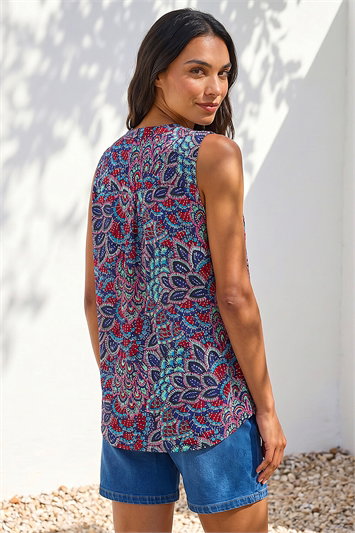Abstract Print Stretch Vest Top 19387909