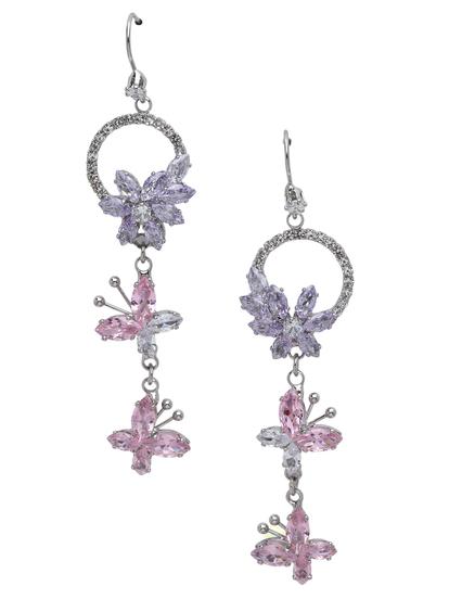 Purple Floral Halo Chandelier Earrings