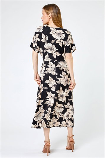 Petite Floral Print Ruched Midi Dress 14232108