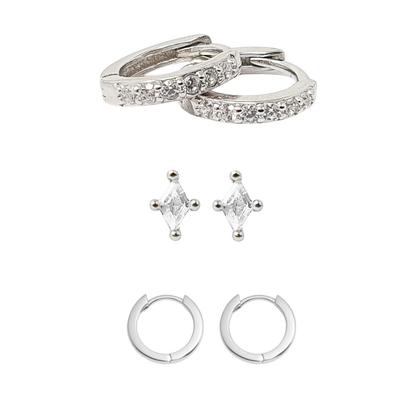 Metallic Everyday Diamond Sterling Silver Earrings Gift Set