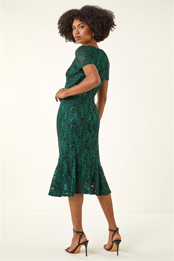 Metallic Lace Sequin Midi Dress 14068234