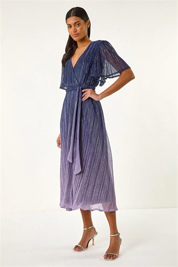 Ombre Shimmer Plisse Midi Dress 14732060