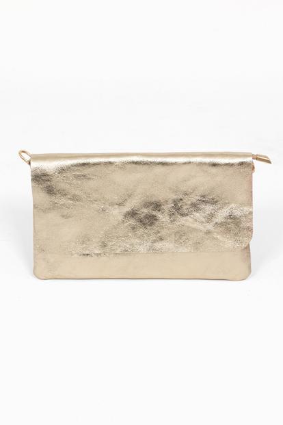 Pink Metallic Italian Leather Clutch Bag