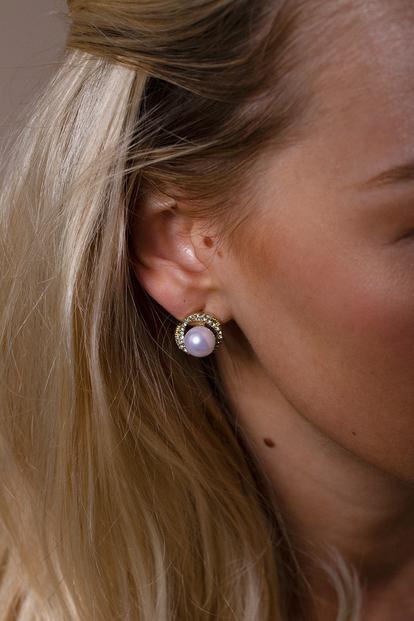 Metallic Pearl Diamante Stud Earrings - Gift Boxed