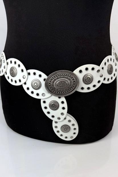 White Oval Disc Belt