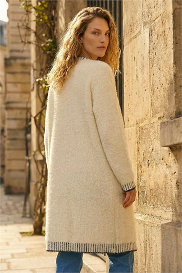 Contrast Stitch Longline Cardigan 16206306