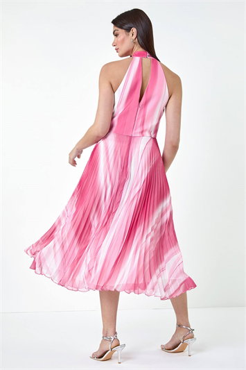 Ombre Stripe Pleated Midi Dress 14416672