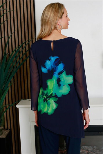 Julianna Floral Print Asymmetric Top g9280nav