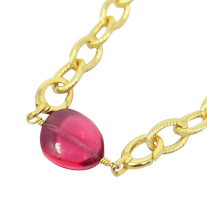 Metallic Pink Tourmaline October Birthstone Statement Pendant Necklace