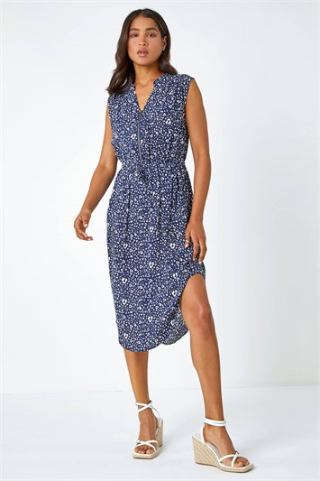 Zip Detail Leopard Print Dress 14410360
