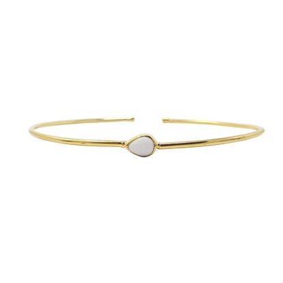 Metallic Gold Plated Minimalist Pearl June Birthstone Bangle