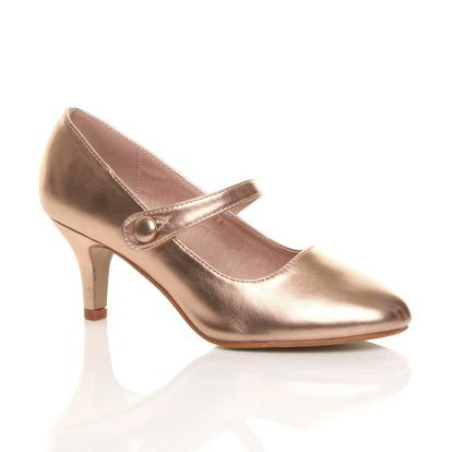Black Mid Heel Mary Jane Court Shoes