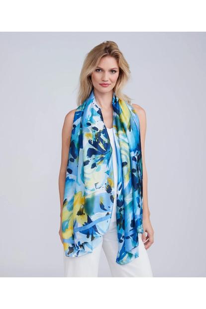 Blue Avalon - Printed Satin Silk Scarf