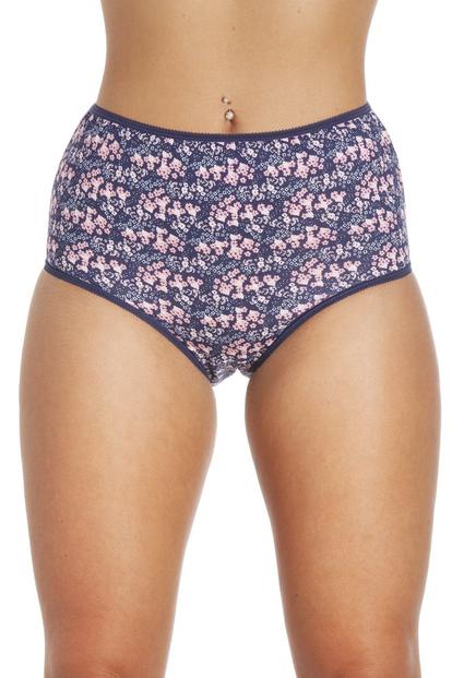 Multi Four Pack Mixed Print Cotton Full Maxi Briefs