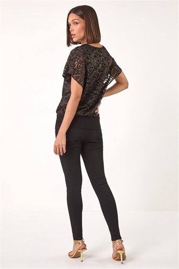 Metallic Lace Bubble Hem Top 19315613