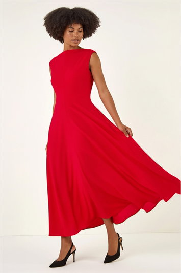 Red Fit & Flare Midi Dress