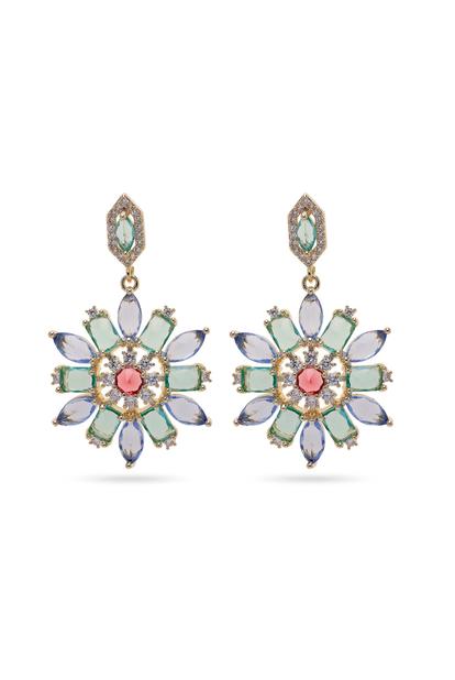 Green Light Green Floral Drop Earrings