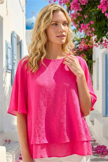 Pink Double Layered Tunic Top