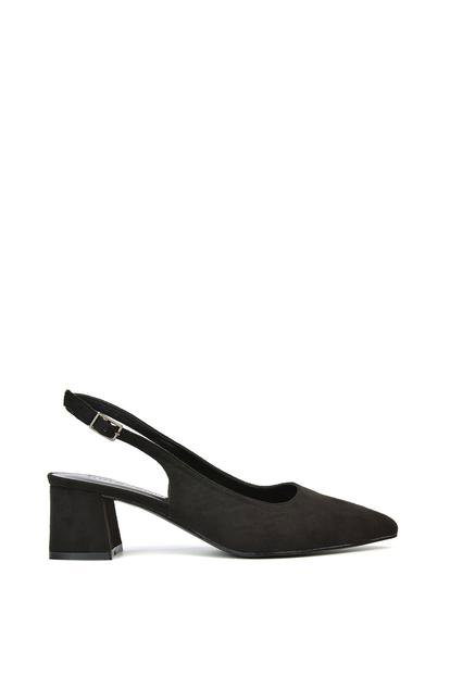 Black 'Devon' Court Shoe Block Heels With Slingback
