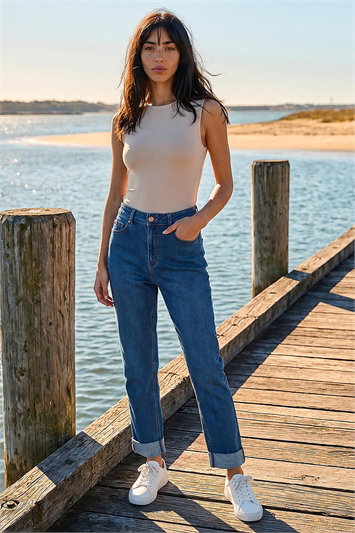 Purple Petite Turn Up Pocket Jeans
