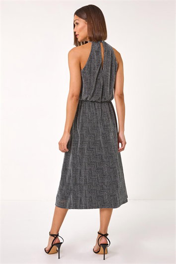 Sparkle Halter Neck Stretch Midi Dress 14696385