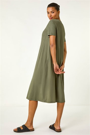 Green Relaxed T-Shirt Stretch Dress