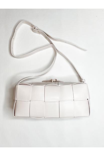 Cream Woven Pu Shoulder Bag