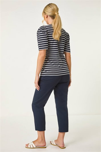 Petite Stripe Ruched Top 19407060