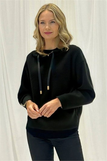 Black Julianna Hooded Knit Jumper