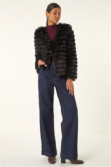 Faux Fur Fluffy Layered Jacket 15046008