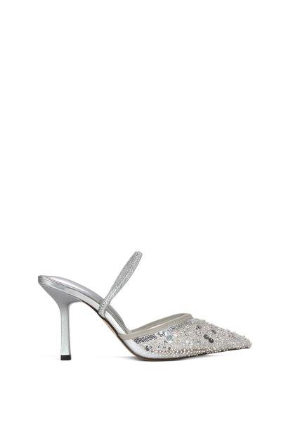 Black Slingback Stiletto High Heel Rhinestone Embellished Court Shoes