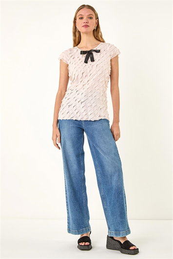 Bow Front Frill Detail Tee 19429346