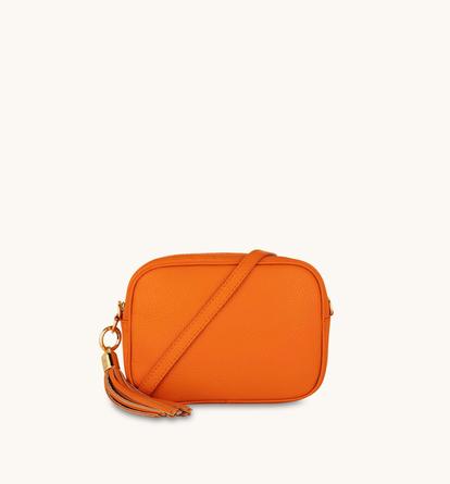 Orange The Tassel Orange Leather Crossbody Bag