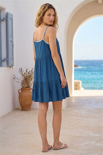 Embroidered Strappy Tiered Dress 14894660