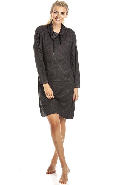 Blue Long Sleeve Cowl Neck Lounger