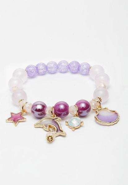 Purple Colorful Pearl Bracelets With Charms