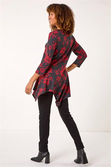 Floral Print Hanky Hem Tunic Top 19326478