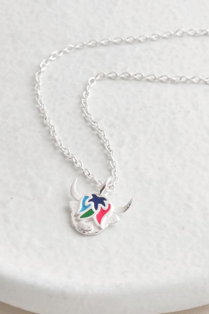 Multi Sterling Silver Bright Highland Cow Necklace